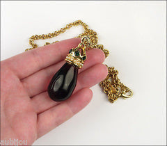 MVH Princess Michaela Heraldic Amethyst Glass Purple Stone Pendant Drop Necklace