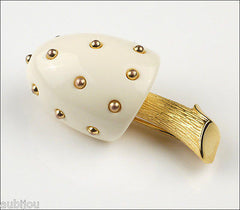 Vintage Crown Trifari Figural Light Cream Lucite Mushroom Brooch Pin Toadstool