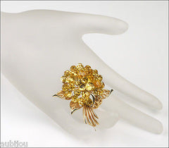 Vintage Trifari Briolette Light Topaz Rhinestone Brooch Pin Set Drop Earrings