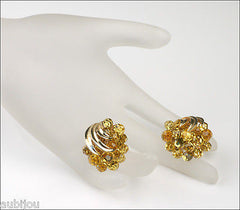 Vintage Trifari Briolette Light Topaz Rhinestone Pineapple Fruit Brooch Pin Set