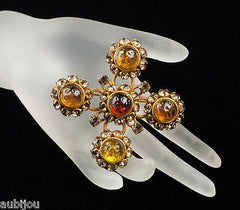 Vintage Dominique Aurientis Rhinestone Brooch Pin Haute Couture Gripoix Style