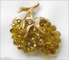 Vintage Trifari Briolette Light Topaz Rhinestone Brooch Pin Set Drop Earrings