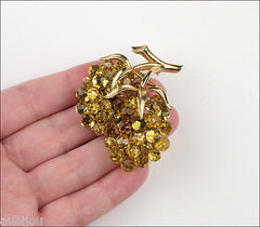 Vintage Trifari Briolette Light Topaz Rhinestone Brooch Pin Set Drop Earrings