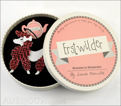 Erstwilder Brooch Pin Paige the Prancing Poodle Pink Box