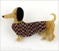 Erstwilder Brooch Pin Samuel the Silly Sausage Dachshund Purple Front