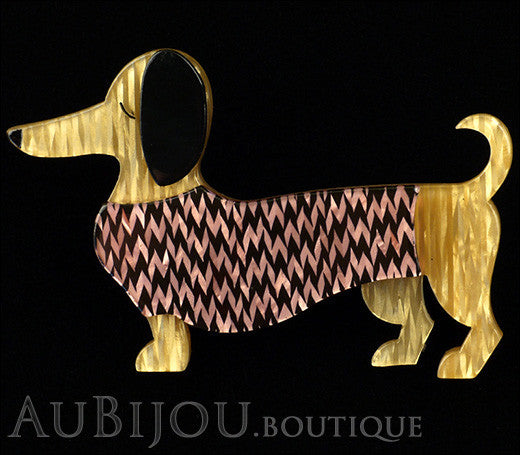 Erstwilder Brooch Pin Samuel the Silly Sausage Dachshund Purple Gallery