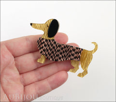 Erstwilder Brooch Pin Samuel the Silly Sausage Dachshund Purple Model