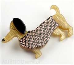 Erstwilder Brooch Pin Samuel the Silly Sausage Dachshund Purple Side