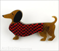 Erstwilder Brooch Pin Samuel the Silly Sausage Dachshund Red Front