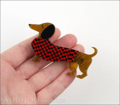 Erstwilder Brooch Pin Samuel the Silly Sausage Dachshund Red Model