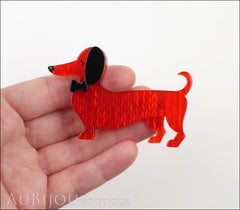 Erstwilder Dachshund Brooch Pin Spiffy the Sausage Dog Red Model