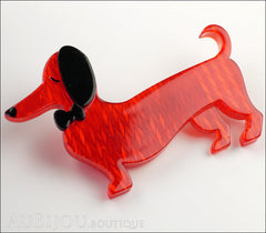 Erstwilder Dachshund Brooch Pin Spiffy the Sausage Dog Red Side