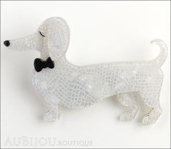 Erstwilder Dachshund Brooch Pin Spiffy the Sausage Dog White Front