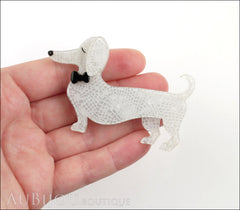 Erstwilder Dachshund Brooch Pin Spiffy the Sausage Dog White Model