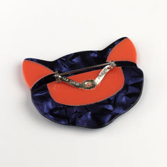 Lea Stein Attila the Cat Brooch Blue and Red