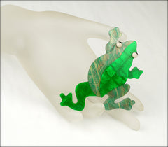 Lea Stein Rhana The Leaping Frog Brooch Pin Green 1