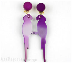 Marie-Christine Pavone Earrings Bird Parrot Purple Galalith