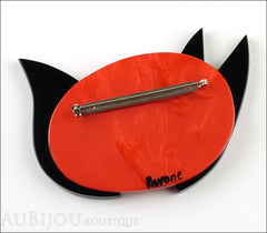 Marie-Christine Pavone Brooch Fox Curling Black Red Galalith