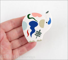 Marie-Christine Pavone Brooch Elephant Handpainted White Galalith Limited Edition