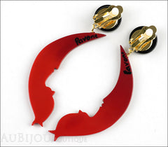 Marie-Christine Pavone Earrings Cat On The Moon Red Galalith