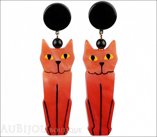 Marie-Christine Pavone Earrings Cat Egyptian Rose Galalith