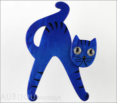 Marie-Christine Pavone Brooch Cat Bristle Cobalt Blue Galalith