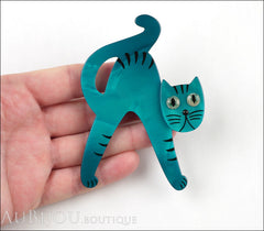 Marie-Christine Pavone Brooch Cat Bristle Turquoise Blue Galalith