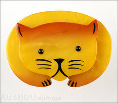 Marie-Christine Pavone Brooch Cat Yellow Galalith