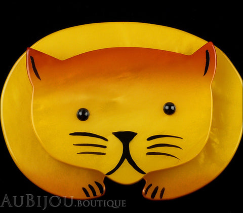Marie-Christine Pavone Brooch Cat Yellow Galalith