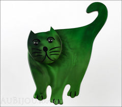 Marie-Christine Pavone Brooch Cat Serpolet Debout Dark Green Galalith