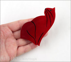 Marie-Christine Pavone Brooch Cat Chic Red Galalith