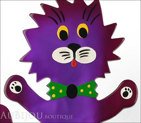 Marie-Christine Pavone Brooch Cat Clown Purple Galalith