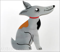 Marie-Christine Pavone Pin Brooch Dog Jack Russel Terrier Grey Galalith