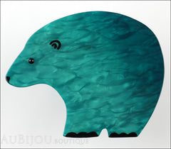Marie-Christine Pavone Pin Brooch Polar Bear Sitting Turquoise Galalith