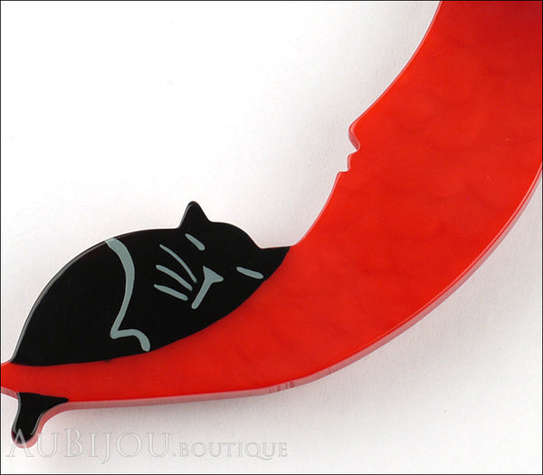 Marie-Christine Pavone Brooch Cat On The Moon Red Galalith