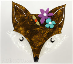 Erstwilder Pin Brooch Flora Fox Face Amber Gray