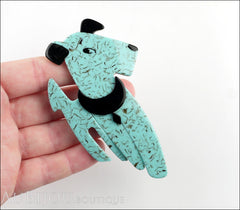 Lea Stein Ric The Airedale Terrier Dog Brooch Pin Turquoise Blue