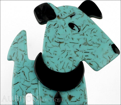 Lea Stein Ric The Airedale Terrier Dog Brooch Pin Turquoise Blue