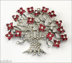 Vintage Pennino Sterling Silver Blooming Tree Cherry Blossom Rhinestone Brooch Pin