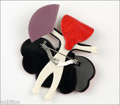 Lea Stein Ballerina Scarlett O'Hara Fan Brooch Pin Red Black Multicolor Back