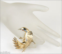 Vintage Crown Trifari 3D Figural Bird Dove Pigeon Brooch Pin 1960's Jewelry