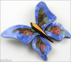 Lea Stein Elfe The Butterfly Insect Brooch Pin Blue Yellow Multicolor Side