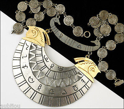 Vintage Signed Art Arthur Pepper Egyptian Revival Pendant Necklace Medallion 1970's