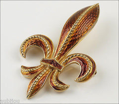 Vintage Trifari Enamel Heraldic Fleur De Lis Lily Brooch Pin Coat Of Arms Set 1960's
