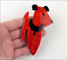 Lea Stein Ric The Airedale Terrier Dog Brooch Pin Red Black Model