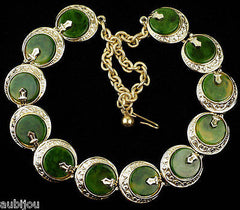 Vintage Signed Art Oriental Spinach Green Marbled Bakelite Necklace Choker Set 1960's