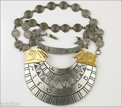 Vintage Signed Art Arthur Pepper Egyptian Revival Pendant Necklace Medallion 1970's