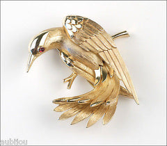 Vintage Crown Trifari 3D Figural Bird Dove Pigeon Brooch Pin 1960's Jewelry