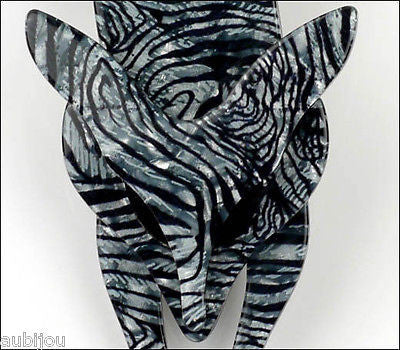 Lea Stein Fox Brooch Pin Gray Black Animal Print Gallery