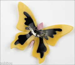 Lea Stein Elfe The Butterfly Insect Brooch Pin Jonquil Black Red Back